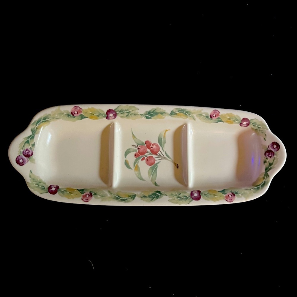 Jamberry 3-Part Relish Tray by PFALTZGRAFF 12” Stoneware Dish Made in USA